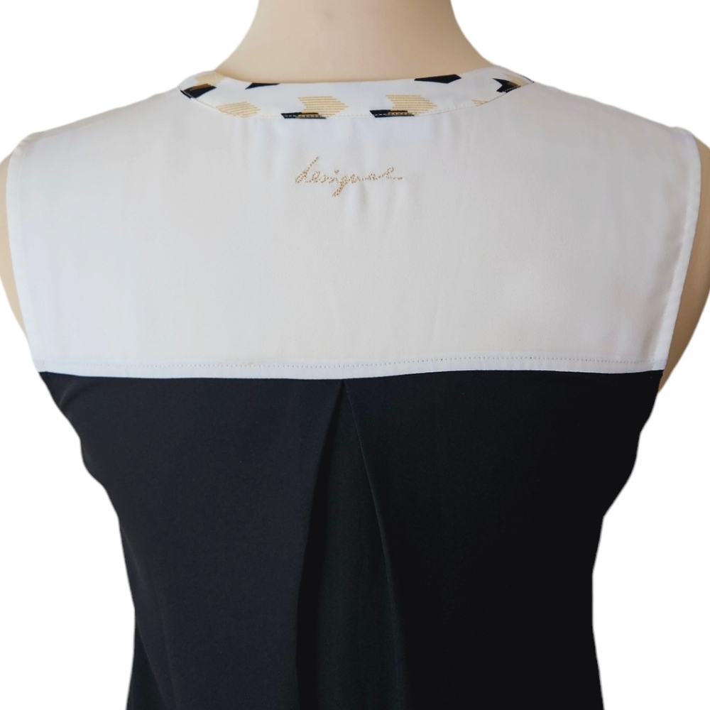 Desigual Mika Sleeveless Tunic Top Black Ivory Graphic Print High Low S - Picture 7 of 10